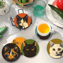 6pcs Dalmatian Dog Printed Wooden Coasters, Suitable For Holidays, Family Gatherings, Bars, Offices, Homes, And Various Occasions (3.93in*3.93in) - Multicolor 4 - View 3