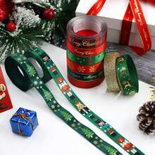 1 rotolo di nastro natalizio per confezioni regalo, nastro glitterato natalizio con motivi di schiaccianoci, renne natalizie, campanelli, 5 iarde per fai da te, artigianato, vacanze, festival natalizi, ghirlande natalizie, decorazioni per la casa e feste, decorazioni natalizie, pigiami natalizi, regali di Natale, decorazioni natalizie - Multicolore - Visualizzare 4