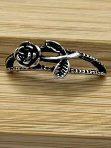 1 pieza Anillo de rosa floral minimalista 3D vintage elegante y retro