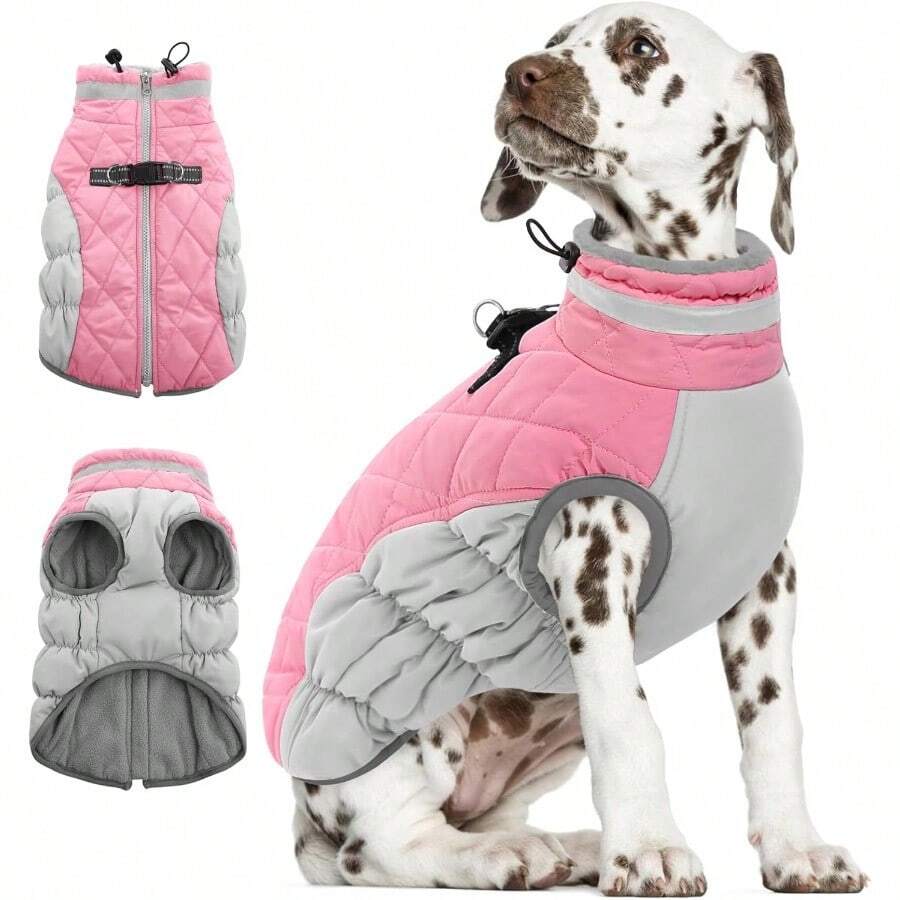Dog Coat, Warm Dog Jacket, Reflective Winter Coats For Medium Dogs, TurtleDogs Winter Jacket With Harness Built In, Waterproof Windproof Pet Fleece Vest Puffer Jacket