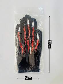 1 Par de Luvas com Estampa de Esqueleto de Halloween, Luvas de Fantasia de Garra de Fantasma Vermelha, Acessório de Fantasia para Festa de Halloween e Role Play - Multicolorido - Visão 9