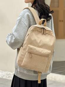Large Capacity,Waterproof,Lightweight Letter Patch Functional Backpack For Teen Girls Women College Students,White-Collar Workers Perfect For School,College,Work,Business,Commute,Back To School,School Backpack,Large Capacity,Laptop Compartment,Portable,Lightweight,For Teen Girls Women College Students,Boys And Men,Perfect For Office,College,Elementary School,Middle School,High School,Work,Business,Commute,Stadium,Sports - Màu Khaki - Xem 2