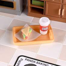 Dollhouse Miniature Food Play Coffee Sandwich Cake Beverage Set Mini Restaurant Breakfast Afternoon Tea Desktop Decoration