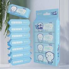 8/16/32/64/128pcs Mini Portable Hand And Mouth Cleaning Wipes - Dusty Blue - View 4