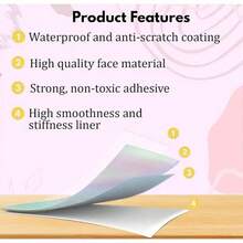 50 Stücke holografisches Aufkleberpapier - Regenbogeneffekt von Pink bis Lila, wasserfest, schnelltrocknend, selbstklebend, geeignet für Laser-/Tintenstrahldrucker, Scrapbooking, Visitenkarten - kompatibel mit Silhouette Schneidemaschine und Schneidematte, holografische Aufkleber, Scrapbooking Material, leuchtender Effekt, selbstklebende Rückseite, bedruckbare Aufkleber, kreative Profis, Regenbogeneffekt, strapazierfähiges Material, Bastler, Halloween