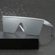 1 Pair Of Men's Geometric Frame Glasses - Large White Purple Light Lenses, Fashionable Street Style Design, Suitable For Driving And Daily Wear| Geometric Pattern| Polycarbonate Lens, Men's Glasses - Thủy ngân trắng - Xem 4