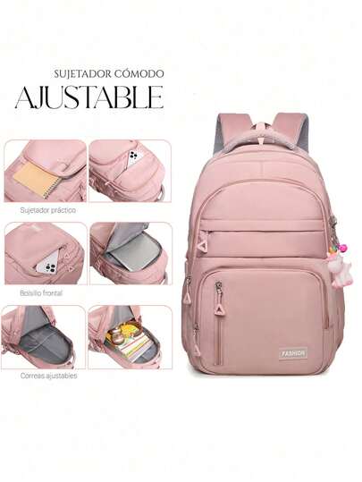 Mochila con cremallera unisex de gran capacidad, estilo sencillo y elegante, adecuada para parejas y para ir al campus.Mochila Escolar Y Moderno De Bolsas De Viaje 1Piezas Mochilas Para Estudiantes Mochila De Viaje Oferta Especial De Promocion para estudiantes de secundaria estudiantes de secundaria estudiantes universitarios conjunto de mochila de moda