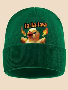 1pc "La-La-Lave Ch-Ch-Icken" Pixel Turkey Print Knit Beanie Hat, Multi-Color Options, Suitable For Outdoor Sports, Casual, Fishing, Parties, A Comfortable Commuting Warm Hat, Suitable For Cycling And Outdoor Activities In Cold Black Weather, Sports Accessory - A - View 15