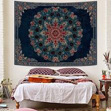 Boho Mandala Tapestry Wall Hanging Bohemian Floral Flower Medallion Tapestry Aesthetic Wall Art Large Green Yellow Hippie  Tapestries, Vintage Wall Decor Banner For Living Room Bedroom Dorm Home Decor(40x30inch/60x40inch/60x51inch/80x60inch) - 藍色 紅色 - 查看 3