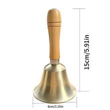 1pc Large Solid Brass Hand Bell With Wooden Handle - Extra Loud Chime, Suitable For Home Decor, Holiday Celebrations And Party, Christmas Decoration | Modern Style Bell | Smooth Polished Surface, Christmas Bell, School Bell, Dismissal Bell, Service Bell, Percussion Accessories, Ideal Desk Accessory, Classroom, Church, Eid, Room Decor, Bedroom Accessory, Tabletop Decor, Birthday Gift, Holiday Gift, New Year Gift - Multicolor - View 5