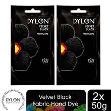 Dylon Hand Fabric Dye Sachets 2 Pack 50g Each For Clothes, Home Textiles, Soft Furnishings, Easy To Use For Customising And Refreshing Fabrics At Home - Intense Black - View 1