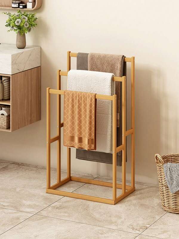 1 Piece Modern Simple Three-Layer Freestanding Towel Rack, Freestanding Bath Towel Rack - Heavy-Duty Floor-Standing Bathroom & Pool Drying Rack, Space-Saving Multifunctional Storage Rack, Suitable For Indoor/Outdoor Use, Easy-To-Install Storage Rack, Clothes Rack, Clothing Rack, For Bathing And Hand Towels.