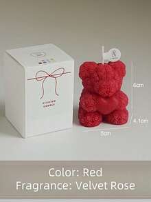 1pc Rose Bear Aromatherapy Candle, Individually Packaged As A Gift. It Is A Gift That Combines Both Aesthetics And Fragrance. The Romantic Rose Elements Are Combined With The Cute Bear Shape.