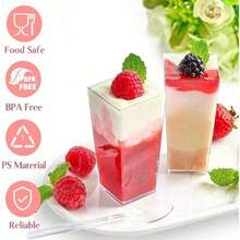 60/50/40/30/20/10pcs Set Reusable Mousse Mini Dessert Cups, Ice Cream Cups, Suitable For Yogurt, Frozen Desserts, Cheesecake, Pudding, Jelly, Appetizers, Ideal For Party, Mother's Day, Wedding, Travel, Afternoon Tea, Office, Convenient And Hygienic - Transparent - View 6