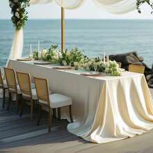 2 szt. satynowego obrusu 58*120 cali beżowy prostokątny gładki minimalistyczny obrus, odpowiedni na wesela, imprezy, bankiety, restauracje, na zewnątrz, patio, bufet, codzienny wystrój - Wielokolorowe - Zobacz 17