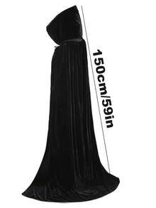 1件高密度天鹅绒女巫连帽斗篷，女士万圣节女王派对角色扮演长袍斗篷，适合万圣节、圣诞节、恶魔、吸血鬼、文艺复兴中世纪服装配饰 - 彩色 - 查看 10