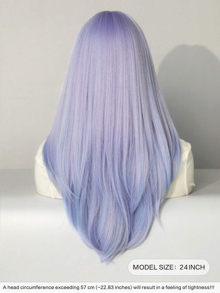 7JHH WIGS 24英寸灰紫色长款层次假发,带刘海,采用柔软耐热合成纤维制成,适合派对、角色扮演、万圣节、音乐节等场合。 - 紫色 - 查看 1