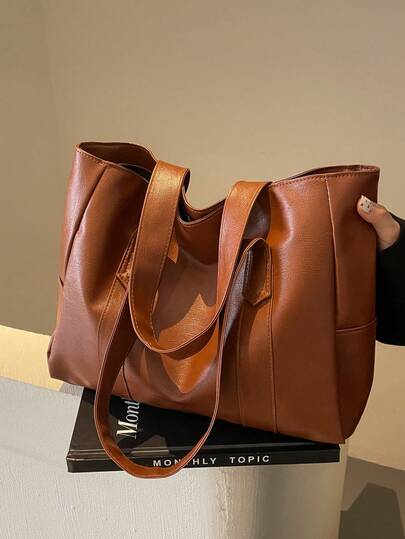 Cross-Border Hot-Selling Bags, The Same For Men And Women, Fashionable, PU Fabric, Simple Solid Color, Versatile One-Shoulder Underarm Tote Bags, Can Be Used For Daily Leisure, Commuting To Work, Shopping, Traveling And Other Occasions.