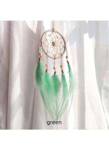 1 件珍珠和羽毛捕梦网装饰，波西米亚风羽毛风铃挂饰，情人节、生日礼物，适用于汽车、房间、家居、婚礼派对装饰（羽毛为人造） - 彩色 - 查看 6