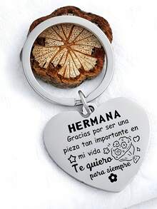 1pc Heart-Shaped Stainless Steel Keychain, Sibling Gift, Best Brother Metal Keychain, Gift For Men, Sibling Gift - Multicolor - View 8