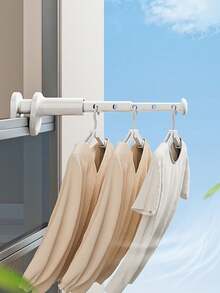 1pc Travel Clothes Drying Rack, Non Perforated And Extendable Clothes Drying Pole. Folding Multifunctional Hotel Balcony Clothes Rack, Portable Storage, Laundry Storage And Storage. Home And Daily Necessities, Drying Racks. Storage And Organization. - Multicolor - View 8