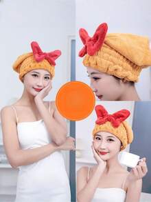 1 件装干发帽，珊瑚绒吸水干发毛巾女士沐浴淋浴头巾，湿发速干发帽，粉色干发帽 - 超强吸水速干毛巾头巾，带木质纽扣，成人适用，超强吸水头巾，长发速干毛巾女士浴帽，帽子，浴帽，理发店美发产品及美容旅行必备配件 - 彩色 - 查看 6