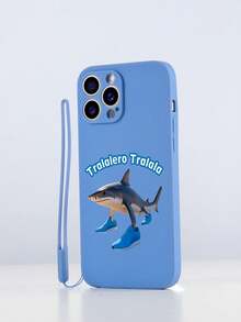 1pc Gray TPU Tralalero Tralala #Shanhaijing# Abstract Running Shoes Shark Pattern Anti-Drop Phone Case And 1pc Gray Silicone Wrist Strap Suitable For Matching Phone Case/Interesting Phone Case - Multicolor - View 3