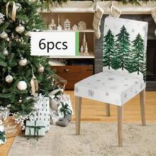 1/4/6/8 Stücke Set, modische Weihnachts-Muster Stuhlbezüge/Bürostuhlbezüge/Esszimmerstuhlbezüge, geeignet für moderne Inneneinrichtung Zuhause, Restaurant und Hotel Dekoration. Die elastischen Stuhlbezüge sind waschbar, ideal als Weihnachtsgeschenke. - Verschiedenfarbig - Übersicht 26