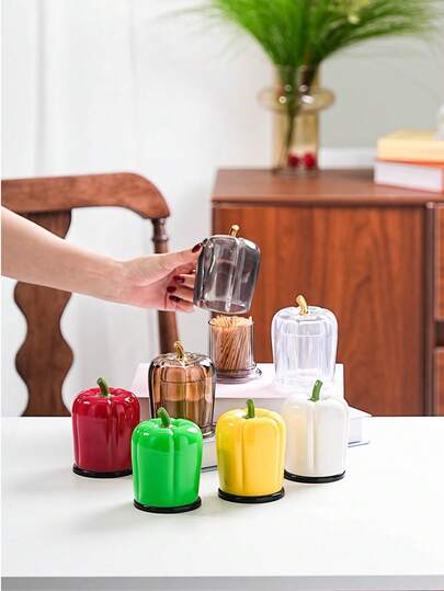 1 件水果蔬菜形状棉签牙签架，厨房和餐厅装饰收纳，适合家庭和餐厅使用