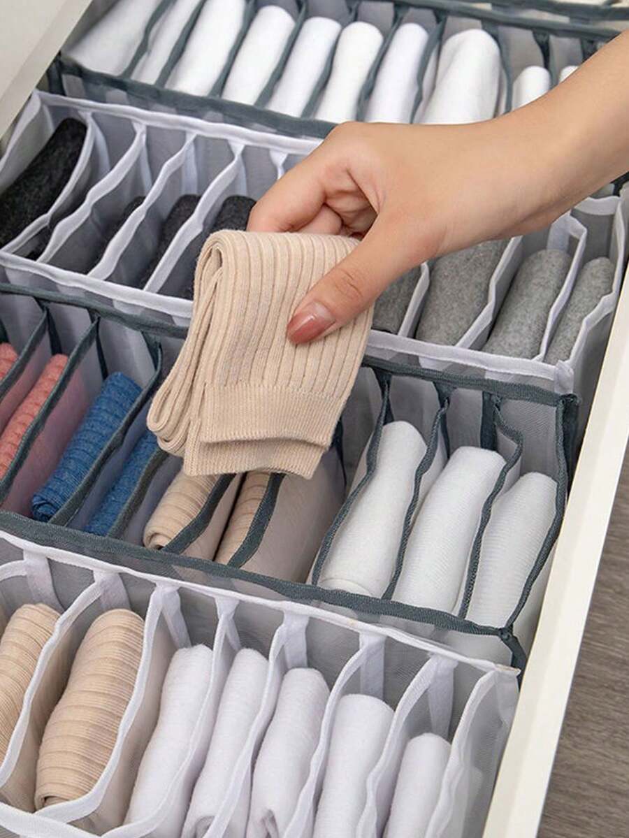 1件/3件大号衣柜衣物分隔收纳7柜储物盒可洗抽屉式衣柜收纳盒内衣折叠储物袋衣橱整理和存储衣服收纳盒卧室 - 灰色 - 查看 1