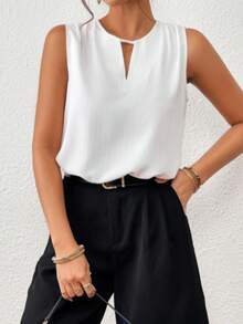 Basic Plain Tank Top With Wide Straps Comfort And Style Spring Summer - White - View 1