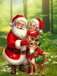 Weihnachtsmann und Rentier Gartenstecker - 2D Acryl flache Tierthemen Gartenkunst, batteriefrei, ideal für Outdoor Weihnachtsdekoration