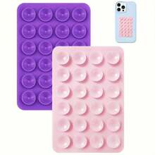 4pcs/Set Silicone Suction Cup Phone Holder, Waterproof Sticky Base Fit Most Phones, Selfie Video Universal Finger Grip, Black/White/Purple/Orange Colors; 2pcs/Set Black-Pink/White Colors