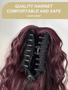 Tóc giả đuôi ngựa dài 26 inch màu đỏ ombre, kiểu gợn sóng, làm từ chất liệu tổng hợp chịu nhiệt, thiết kế kẹp càng cua, phù hợp cho phụ nữ dự tiệc Giáng sinh, Halloween và sử dụng hàng ngày. - Màu đỏ ombre - Xem 5