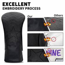 Klasyczny, czarny pokrowiec na główkę puttera z drewna w kształcie gwiazdy – wytrzymały dodatek golfowy klasy premium | Idealny dla młodych entuzjastów golfa i miłośników klasycznego stylu - Czarne - Zobacz 6