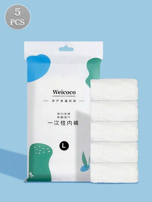 5pcs/Pack Disposable Underwear For Women, Maternity Postpartum Lochia-Free Pants, Sterile Independent Packaging, Convenient For Travel