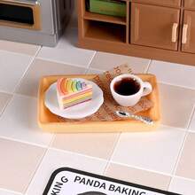 Dollhouse Miniature Food Play Coffee Sandwich Cake Beverage Set Mini Restaurant Breakfast Afternoon Tea Desktop Decoration