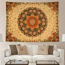 Boho Mandala Tapestry Wall Hanging Bohemian Floral Flower Medallion Tapestry Aesthetic Wall Art Large Green Yellow Hippie  Tapestries, Vintage Wall Decor Banner For Living Room Bedroom Dorm Home Decor(40x30inch/60x40inch/60x51inch/80x60inch) - Vàng Xanh Lá Cây - Xem 3