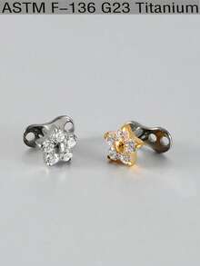 1PC F136 Titanium Dermal Anchor Cown Flower Leaf Triangle Micro Dermal Anchor Diver Implants Jewelry Body Piercing Zirconia Flat Back Cluster Hide In Face Clavicle Skin 14G Piercing Jewelry Sexy Unisex - Titanium - View 4