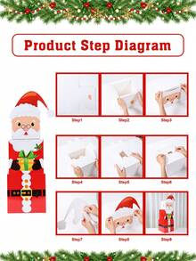 3pcs Santa Claus Stacking Gift Box Set, Christmas Decoration Box, Vibrant Winter Decor, Christmas Party Decoration, Christmas Tree Ornament, Home Christmas Decor, Christmas Decoration, Christmas Gift, Winter Decoration, Christmas Party Favor, Family Gathering Supplies, Holiday Accessories, Fireplace Decor, Home Decor, Room Decor, Christmas Photography Props, Christmas Party Backdrop Decoration - Multicolor - View 7