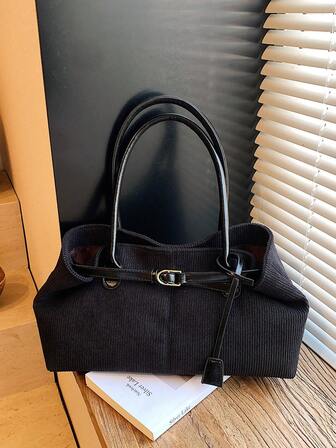 1 st Damväskor med hög kapacitet Axelväskor i pu-läder för flickor Casual Klassisk Enkel Designerväska Affärsväska Mode Dam Pendlingsväskor Pendling till jobbet Svart Vit Brun Silver