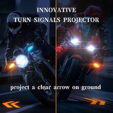 2PCS Universal Motorcycle Turn Signal LED Cold Arrow Indicator Projector, 27 RGB Flowing Daytime Running Lights - Amber Motorcycle Signal Turn Signal - Multicolor - View 5