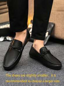 2024 Men's New Casual, Fashionable And Comfortable Daily Business Leather Loafers (Note: These Loafers Run Small, We Recommend Purchasing One Size Up) - Black - View 4