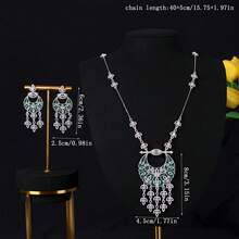 1 Set de regalo del Día de San Valentín, collar con colgante de hoja de trigo y gota de agua, y aretes a juego, adecuado para que las mujeres lo usen en días festivos