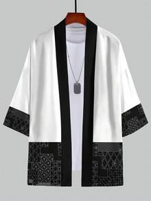 Men's Casual Open Cardigan, Chinese Style Hanfu Open Cardigan, Casual Summer Clothing - White - View 5