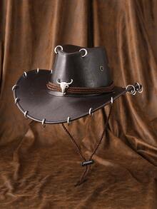 1 chiếc Mũ cao bồi da PU trơn màu Unisex, mũ vành rộng chống nắng họa tiết bò đực kim loại 3D độc đáo, phong cách Cyberpunk cổ điển mới thời trang, dây đeo có thể điều chỉnh, thích hợp cho các bữa tiệc, sự kiện theo chủ đề phương Tây, tụ họp, hóa trang, tốt nghiệp, hóa trang, lễ hội, sinh nhật, lễ hội âm nhạc, hoạt động ngoài trời - đầu bò - Xem 17