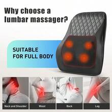 C-Shaped Back Massager With Heating Function, Built-In 2000mAh Battery, Massages Neck And Back, 3D Kneading Massage Pillow, Suitable For Back, Neck, Shoulder, Leg, Great Gift For Men, Women, Parents, Relaxation At Home, Office And Car - Black - View 3
