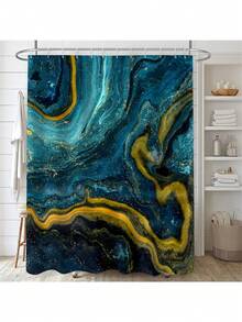 Marble Shower Curtain Sets, 66x72 Inch, Modern Abstract Bathroom Decor Accessories Shower Curtains For Bathroom With Hooks - Teal - 查看 1