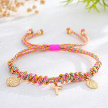 1 chiếc vòng tay mặt dây chuyền hình thánh giá phong cách Bohemian, vòng tay hình tròn Chúa Giê-su, vòng tay mặt dây chuyền hình bầu dục, vòng tay dây bện nhiều màu sắc, vòng tay đôi, vòng tay bạn bè, quà sinh nhật, quà gia đình, quà may mắn, quà tặng cho phụ nữ theo đạo Cơ đốc, quà tặng tuyệt vời nhất. - Nhiều màu-A - Xem 15