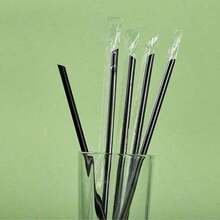 50 Pcs  Independently Packaged Black Straws: Disposable Drinking Tools Such As Milk Tea And Juice, Hygienic And Practical - 黑色 - 查看 4
